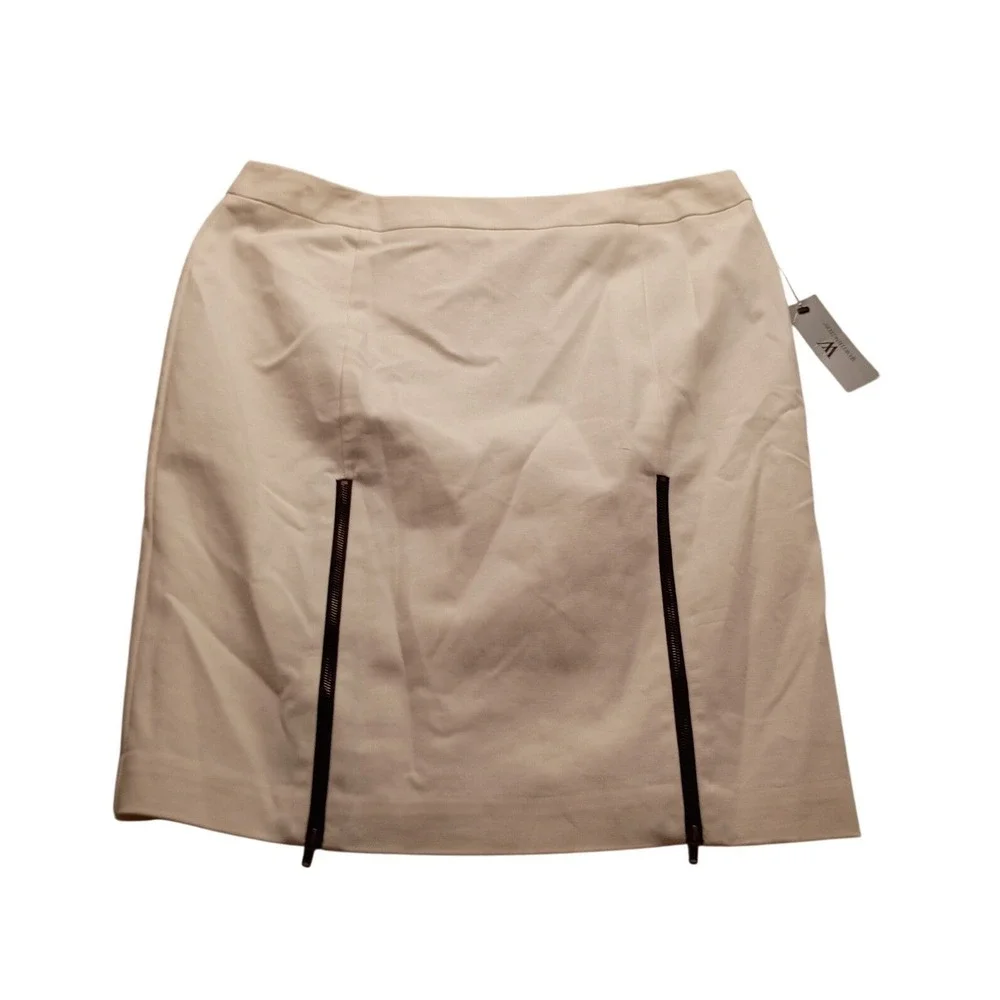 Worthington White Pencil Skirt Size 12 Front Zipper Vents Knee Length New NWT